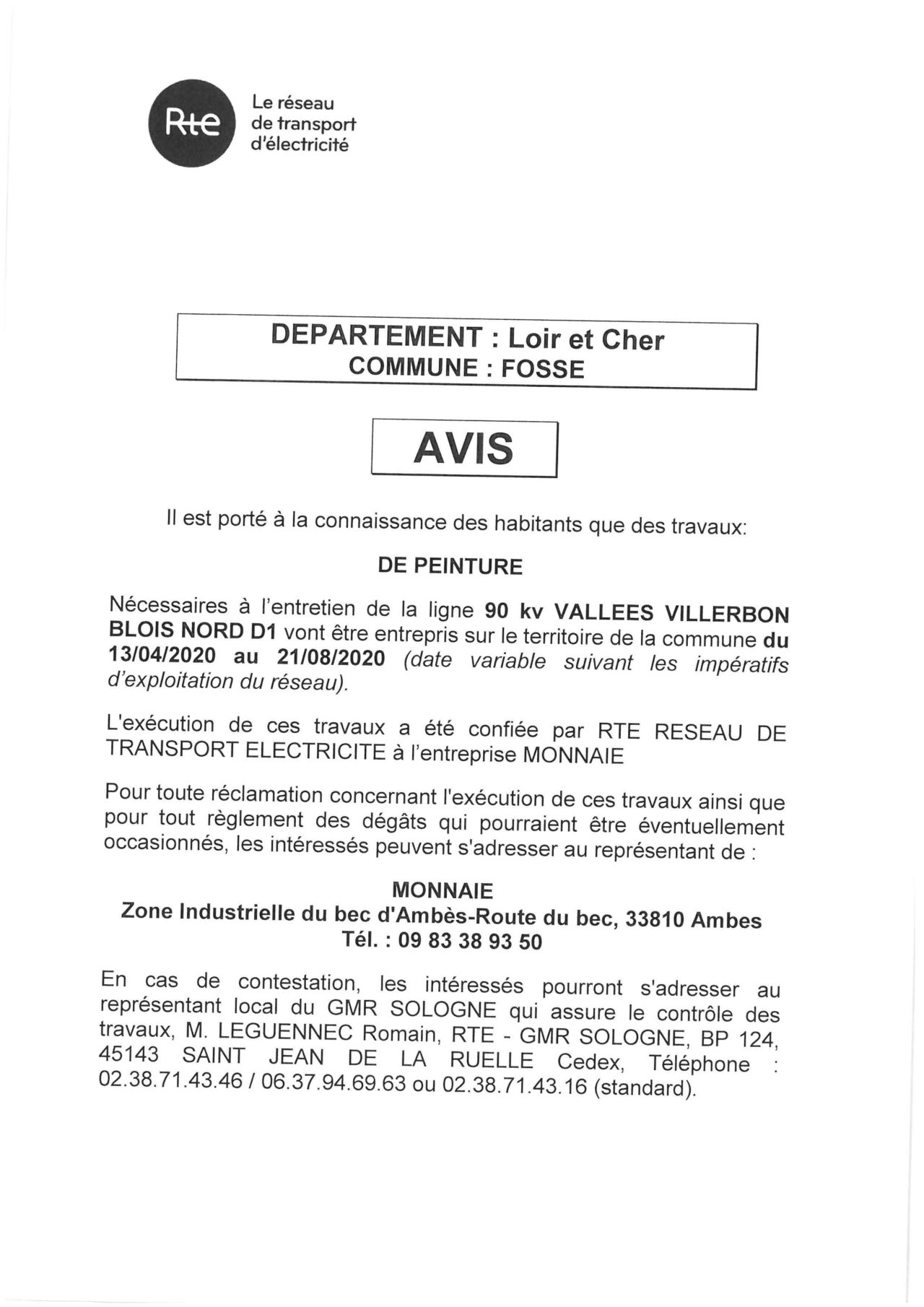 Avis travaux Fossé41