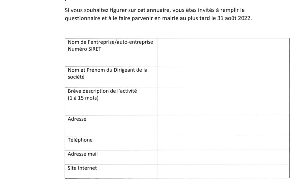 Inscription annuaire des entreprises sur Fossé