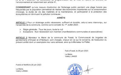 Suspension de l’éclairage public sur la période estivale