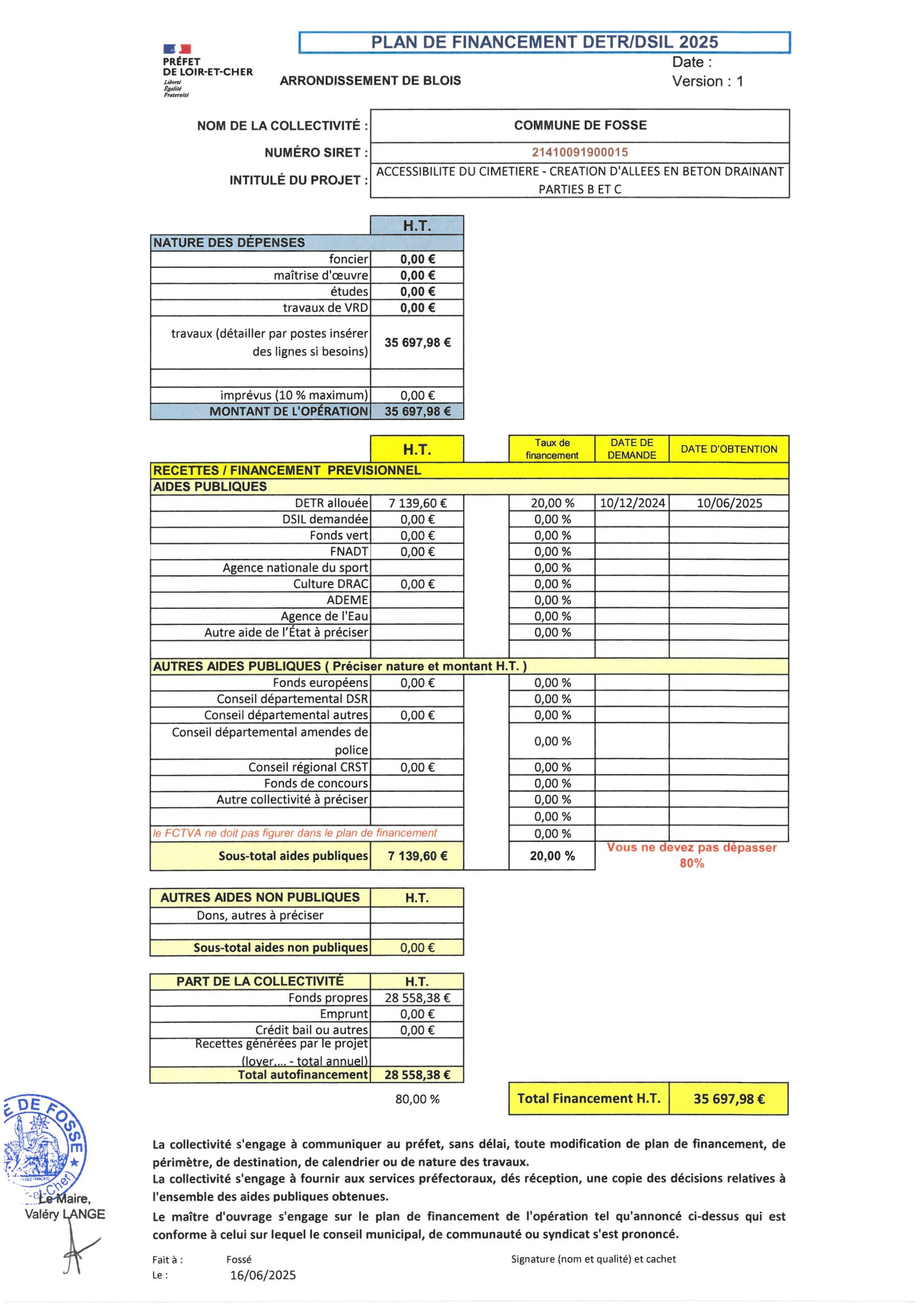 DETR DSIL plan financement accessibilité cimetière